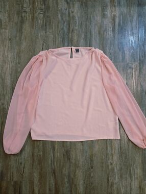 SHEIN XL Blush Pink Sheer Sleeve Top